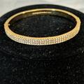 Kate Spade Jewelry | New Without Tags, Kate Spade Pave Triple Row Rose Gold Toned Bangle Bracelet | Color: Gold/Pink | Size: Os