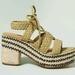 Anthropologie Shoes | Anthropologie Michele Heeled Chunky Braided Green Leather Platform Sandals 7 | Color: Green | Size: 7