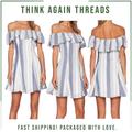 Anthropologie Dresses | Capulet Anthropologie Blue Striped Off The Shoulder Summer Mini Dress Size Small | Color: Blue/White | Size: S