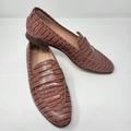 J. Crew Shoes | J Crew Academy Penny Loafer Croc Embossed Leather Flats Jasmine Frost Size 8 | Color: Brown/Pink | Size: 8