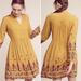 Anthropologie Dresses | Anthropologie Floreat Raella Gold Embroidered Long Sleeve Dress Size L | Color: Gold/Yellow | Size: L