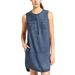 Athleta Dresses | Athleta Women’s Hana Henley Chambray Lyocell Pocketed Sleeveless Dress Sz M Euc | Color: Blue | Size: M