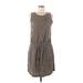 Lou & Grey Casual Dress - Mini Scoop Neck Sleeveless: Gray Solid Dresses - Women's Size Medium