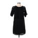 Ann Taylor Casual Dress - Shift Crew Neck Short sleeves: Black Print Dresses - Women's Size X-Small