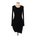 Bailey 44 Casual Dress - Mini Scoop Neck Long sleeves: Black Solid Dresses - Women's Size Large