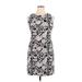 Tommy Hilfiger Cocktail Dress - Mini High Neck Sleeveless: Black Floral Dresses - Women's Size 10