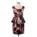 DressBarn Casual Dress Scoop Neck Short sleeves: Brown Dresses - Women's Size 4