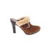 MICHAEL Michael Kors Mule/Clog: Slip-on Chunky Heel Boho Chic Brown Shoes - Women's Size 9 - Round Toe