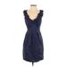 BCBGMAXAZRIA Cocktail Dress - Party Plunge Sleeveless: Blue Print Dresses - Women's Size 2