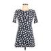 Old Navy Casual Dress - Mini Crew Neck Short sleeves: Blue Floral Dresses - Women's Size Large