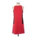 Tibi Casual Dress - Mini High Neck Sleeveless: Red Color Block Dresses - Women's Size X-Small