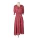 Current Air Casual Dress - Midi: Burgundy Print Dresses - Women's Size X-Small