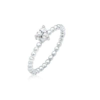 Verlobungsring ELLI "Verlobungsring Herz Zirkonia Kristall 925 Silber" Gr. 58, silber, Fingerringe, Damen, 58mm, Silber 925 (Sterlingsilber), 2mm Image