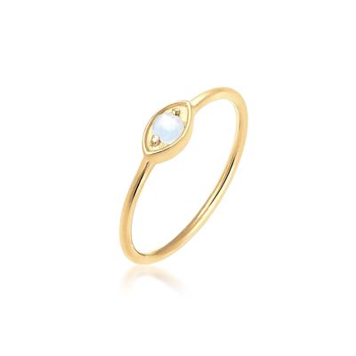 Fingerring ELLI "Evil Eye Mondstein Weiß 925 Sterling Silber vergoldet" Gr. 52, gold, Fingerringe, Damen, 52mm,mit Steinen, Silber 925 (Sterlingsilber), 1mm Image