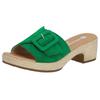 Pantolette REMONTE "ELLE-Collection", Damen, Gr. 39, grün (apfelgrün), Veloursleder, feminin, Schuhe, Blockabsatz, Sommerschuh, Schlappen, Zierschnalle, ELLE-Collection