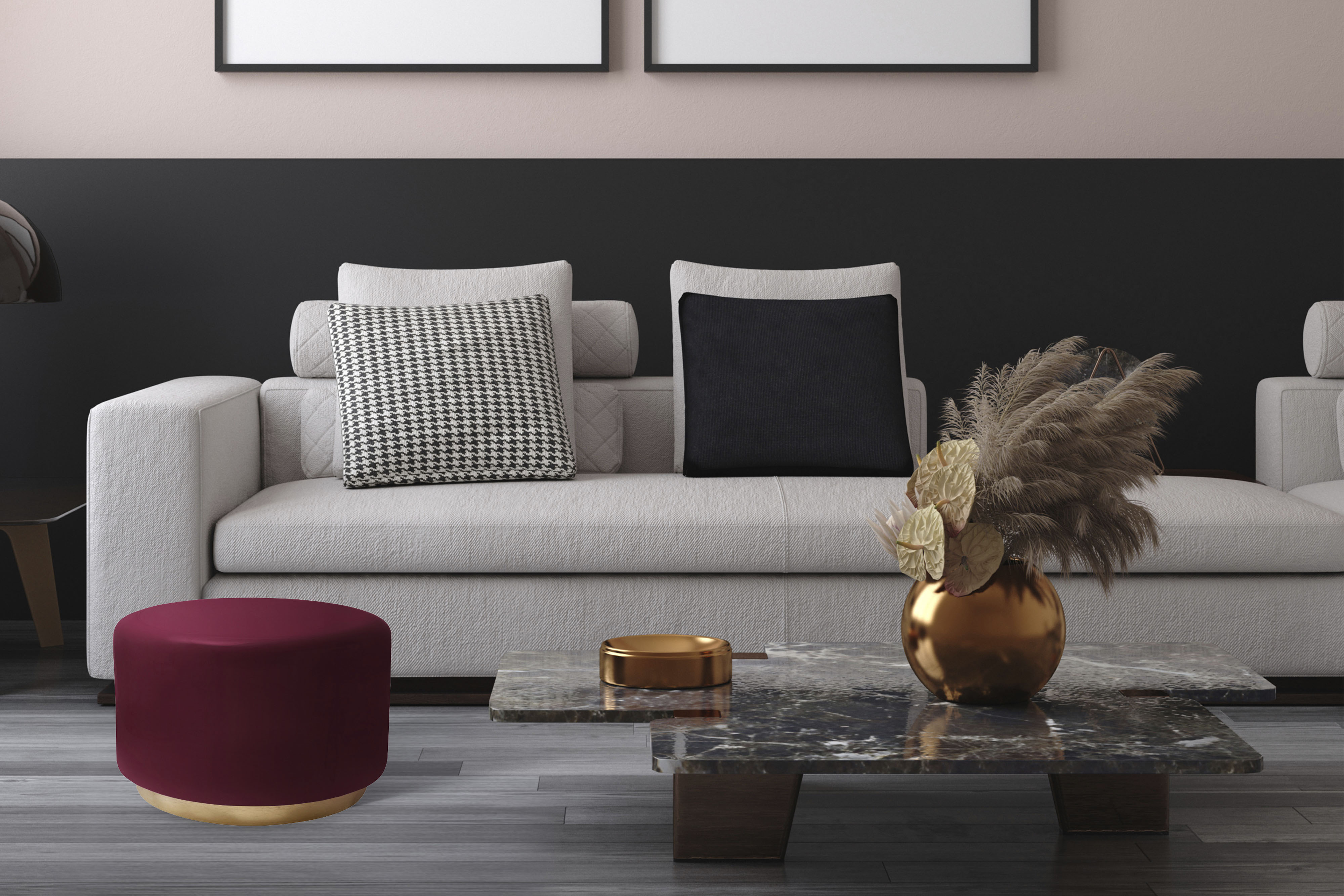 Beistelltisch KAYOOM "Art Deco 250, Abstelltisch aus Metall,funktional und stabil", lila (beere, gold, pink), B:51,5cm H:43cm T:51,5cm, 100% Eisen, Tische, Beistelltisch, Dekorativ, glanzvolle Lackierung, stilvolles Design