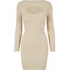 Shirtkleid URBAN CLASSICS "Urban Classics Damen Ladies Cut Out Dress", Damen, Gr. L, US-Größen, beige (sand), 35% Viskose, 35% Polyacryl, 30% Polyamid, unifarben, klassisch, slim fit, U-Boot-Ausschnitt, Langarm, Kleider