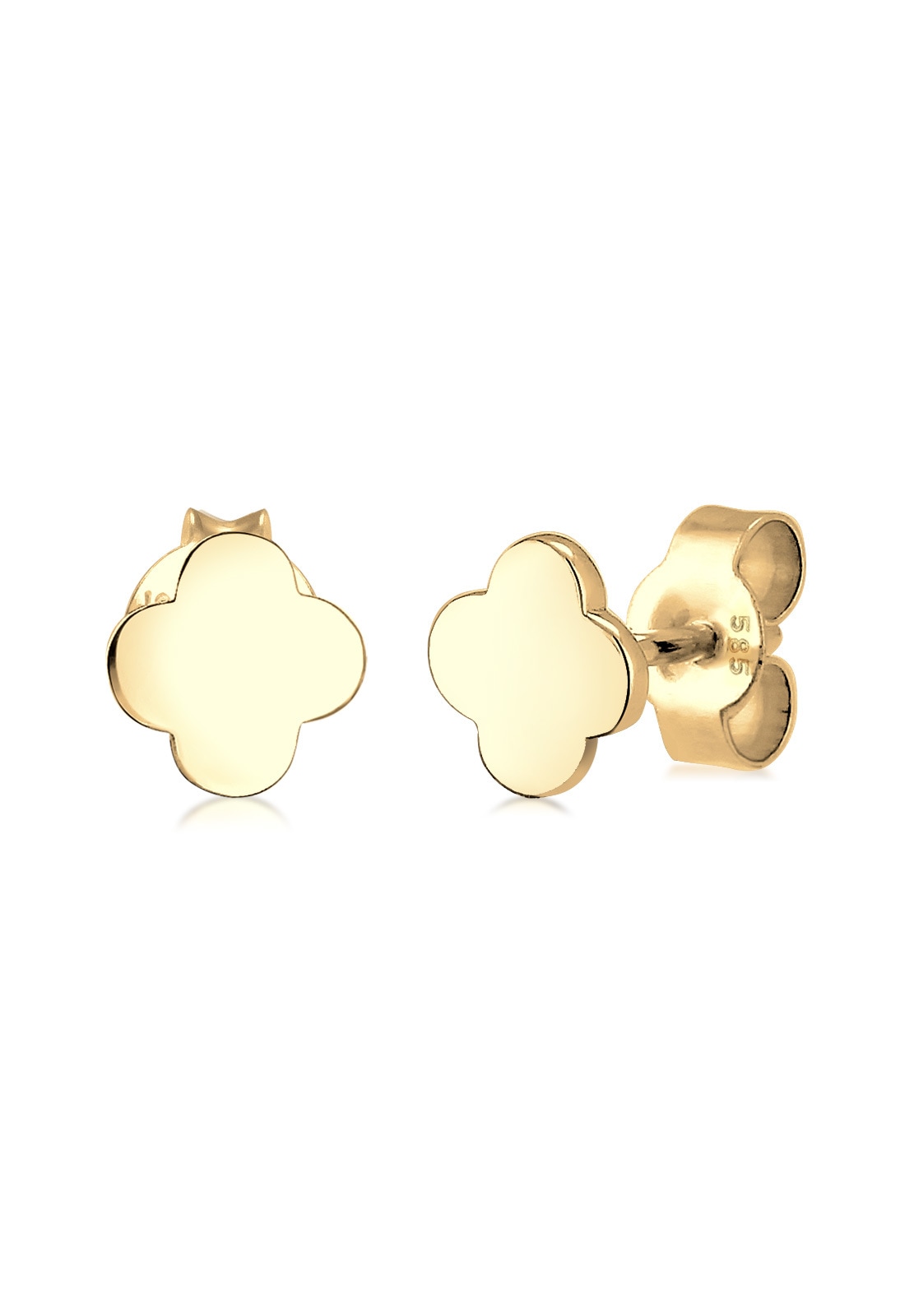 Paar Ohrstecker ELLI PREMIUM "Ohrstecker Kleeblatt 585 Gelbgold", gold, Ohrringe, onesize, ohne Stein, Gelbgold 585 Image