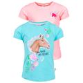 T-Shirt SALT AND PEPPER "Horse" Gr. 116, blau (blau, rosa) Mädchen Shirts T-Shirts