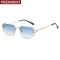 Peekaboo-Lunettes de soleil sans monture en métal unisexe verres solaires uv400 marron bleu à