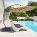 Arlmont & Co. Antionette 144" Sunbrella Aluminum Cantilever Umbrella w/ Base Included Metal in Brown | 108 H x 144 W x 144 D in | Wayfair