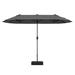 Costway 13 Feet Double-Sided Patio Twin Table Umbrella with Crank Handle-Gray