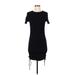 Zara Casual Dress - Bodycon Crew Neck Short sleeves: Black Print Dresses - Women's Size Small