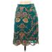 Baraschi Casual Skirt: Teal Jacquard Bottoms - Women's Size 4