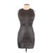 Astr Cocktail Dress - Bodycon Crew Neck Sleeveless: Black Print Dresses - Women's Size Large