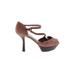 Emporio Armani Heels: Pumps Platform Cocktail Brown Print Shoes - Women's Size 37 - Round Toe