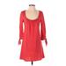 Nanette Lepore Casual Dress - A-Line Scoop Neck 3/4 sleeves: Red Print Dresses - Women's Size Small