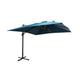 Parasol déporté solaire led 3x3m bleu canard + housse