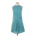 Zadig & Voltaire Casual Dress - A-Line High Neck Sleeveless: Teal Print Dresses - Women's Size X-Small