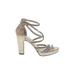 Nina Heels: Gladiator Chunky Heel Glamorous Silver Solid Shoes - Women's Size 8 1/2 - Open Toe