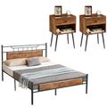 Trent Austin Design® Belteau Bedroom Set Bed Frame & Nightstand 3 PieceSet Of 3 Wood/Metal in Brown | 43.7 H in | Wayfair