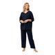 Ulla Popken Damen Pyjama Embroidery Pyjamaset, Nachtblau, 42-44