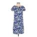 Boden Casual Dress - Shift Crew Neck Short sleeves: Blue Floral Dresses - Women's Size 4