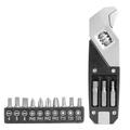 Stainless Steel Folding Hex Socket Wrench Set with 10 Screwdriver Bits Multifunctional Adjustable Tool for Home Repair Outdoor Use