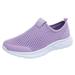 NIEWTR Women s Slip on Walking Shoes Lightweight Non Slip Sneakers - Breathable Knit Mesh Upper - Casual Travel Work Jogging Tennis Shoe(Purple 6.5)