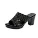 GERsome Women s Platform Slip On Heels Cross Strappy Sandals Chunky Block Mules Wedding Party Evening Prom Dance Shoes