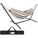 Portable Hammock with 9FT Space Saving Steel Stand Set 620lb Capacity Double Brazilian Style 2 Person Hammock Bed with Carrying Case for Camping Garden Backyard Patio Indoor Outdoor