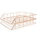 Stackable Metal Document Tray Organizer Iron A4 File Frame Magazine Storage Basket 2pcs Packaged (rose Gold) Office Organization and Stand Fashion Home Decoration