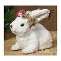 Nicoxijia Easter Straw Bunny Statue Rustic Rabbit with Garland Handicraft Vivid Bunny Ornament for Home Decor Easter Gift