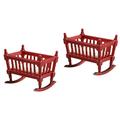 2 PCS Decor Home DÃ©cor Wood Toy Baby Bassinet for Bed Mini Furniture Simulation Cradle Color Red Wooden Child