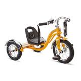 Schwinn Roadster Bike for Toddler Kids Classic Tricycle Low Positioned Steel Trike Frame with Bell and Handlebar Tassels Rear Deck Made of Genuine Wood for Boys and Girls Ages 2-4 Year Old Orange