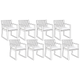 Sitzkissen für Gartenstuhl 8er Set Cremeweiß Stoffbezug mit Reißverschluss Bindebändern 46 x 46 cm Modern Outdoor Stuhlkissen Stuhlpolster