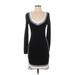 Venus Casual Dress - Mini Scoop Neck Long sleeves: Black Color Block Dresses - Women's Size Small