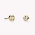 Coeur De Lion Round Gold Clear Crystal Stud Earrings