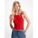 Michael Kors Ribbed Stretch Knit Racerback Bodysuit Red L