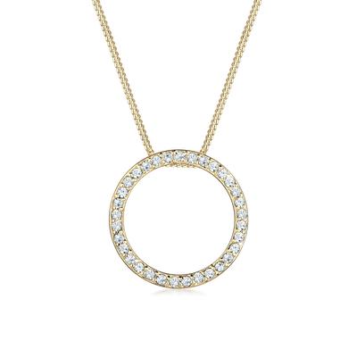 Collierkettchen ELLI "Kreis 925 Silber^, mit Kristallen von Swarovski", gold, Halsketten, Damen, 45,mit Steinen, Silber 925 (Sterlingsilber), L: 45cm Image